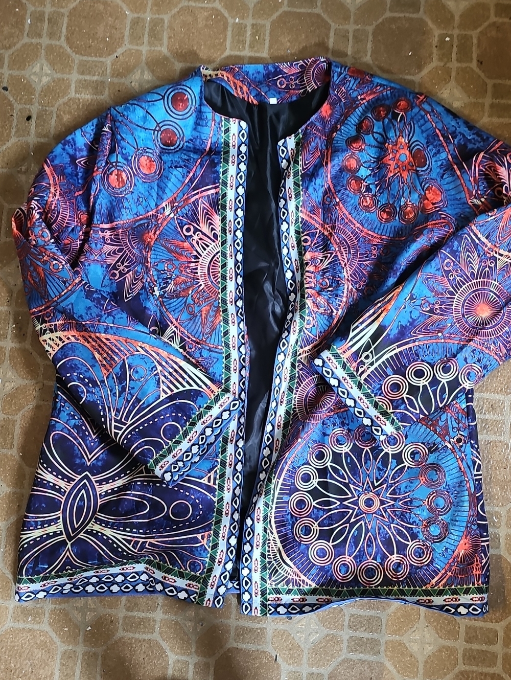 Vibrant Blue Patterned Women's Jacket